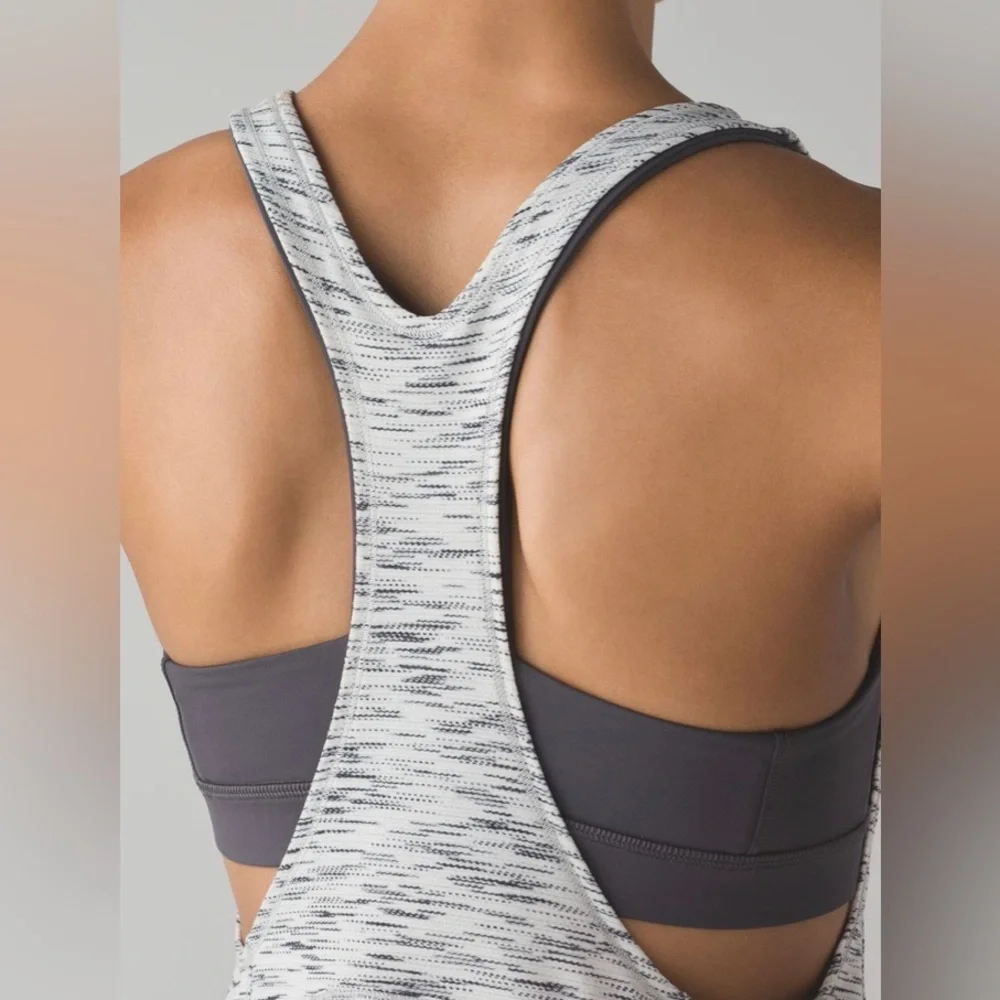 Lululemon On Track Tank in Tiger Space Dye Black White / Dark Carbon Sz 8! - Picture 5 of 13